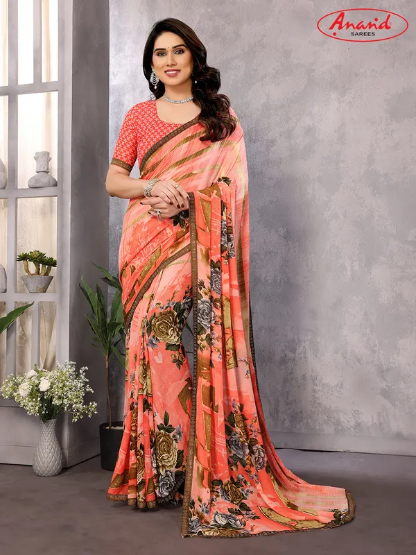 Embellished,_Ombre,_Floral_Print_Bollywood_Georgette_Saree_(Pink,_Orange)