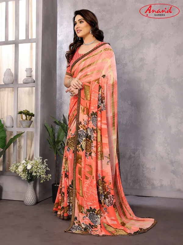 Embellished,_Ombre,_Floral_Print_Bollywood_Georgette_Saree_(Pink,_Orange)