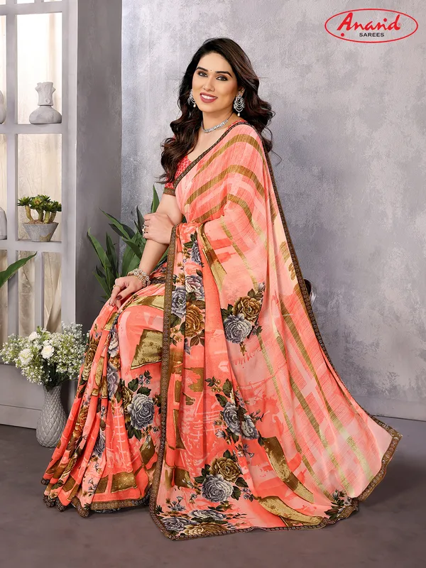 Embellished,_Ombre,_Floral_Print_Bollywood_Georgette_Saree_(Pink,_Orange)