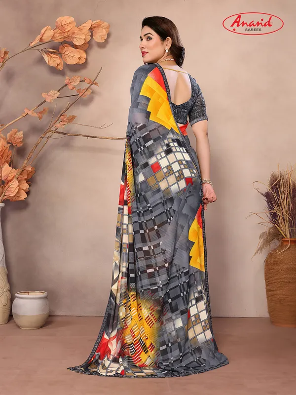 Embellished,_Ombre,_Geometric_Print_Bollywood_Georgette_Saree_(Grey,_Red,_Yellow)