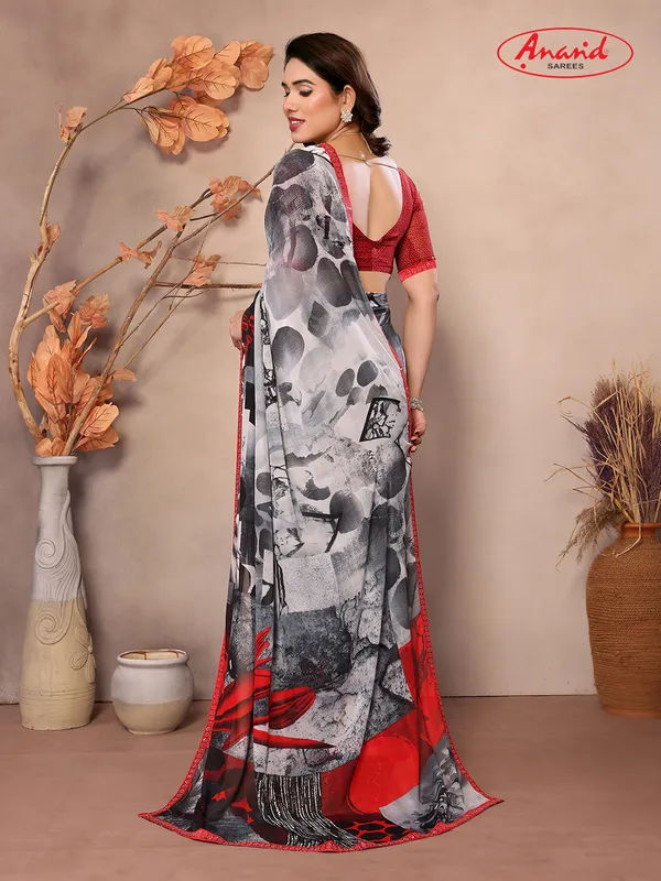 Embellished,_Ombre,_Geometric_Print_Bollywood_Georgette_Saree_(Grey,_Red,_Black)