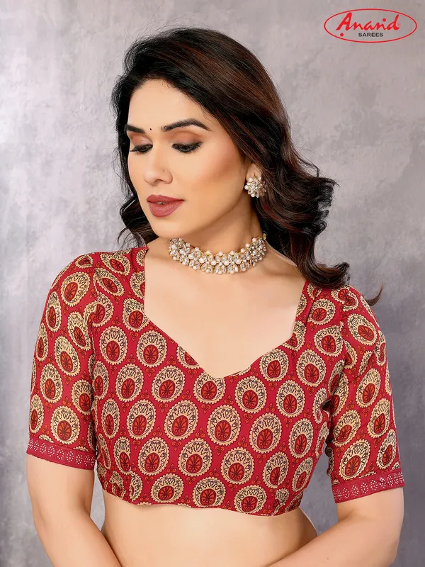Embellished,_Paisley,_Geometric_Print_Bollywood_Georgette_Saree_(Red)