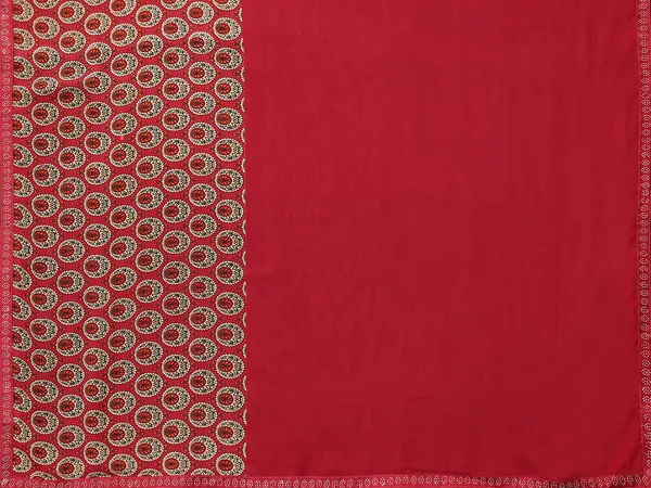 Embellished,_Paisley,_Geometric_Print_Bollywood_Georgette_Saree_(Red)