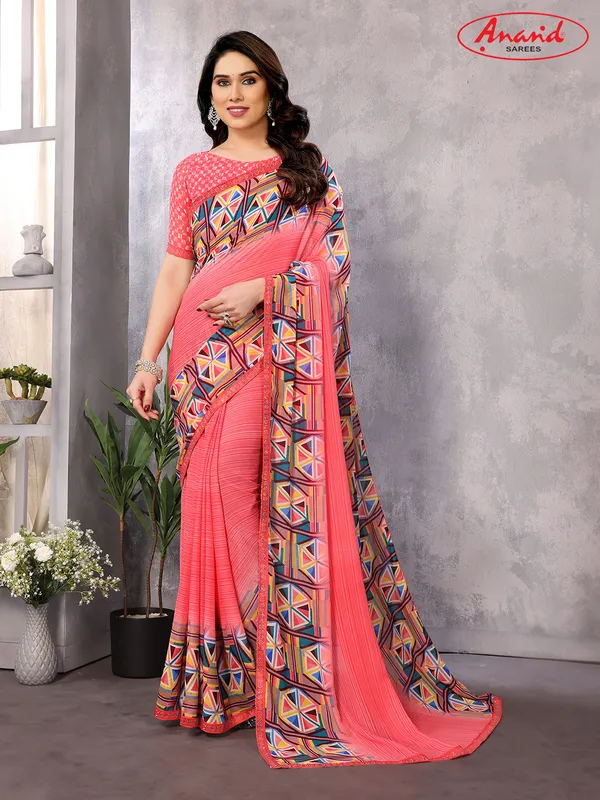 Embellished,_Ombre,_Geometric_Print_Bollywood_Georgette_Saree_(Pink)