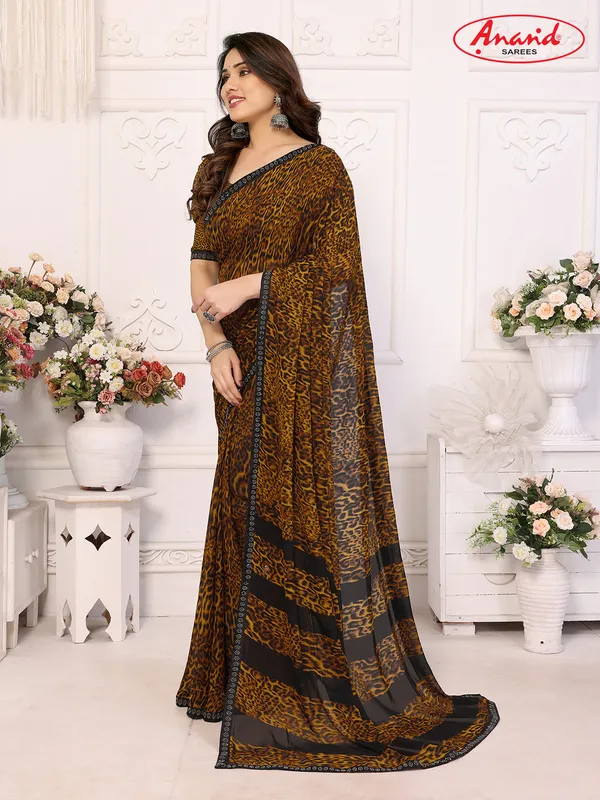 Embellished,_Animal_Print_Bollywood_Georgette_Lace_Border_Dimond_Lace_Border_Saree_(Yellow,_Black)
