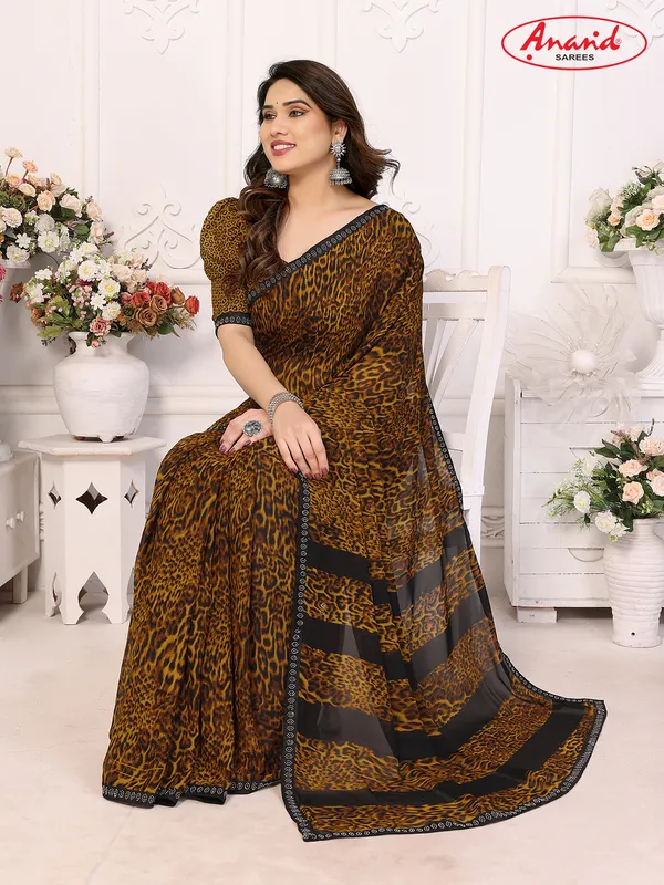 Embellished,_Animal_Print_Bollywood_Georgette_Lace_Border_Dimond_Lace_Border_Saree_(Yellow,_Black)