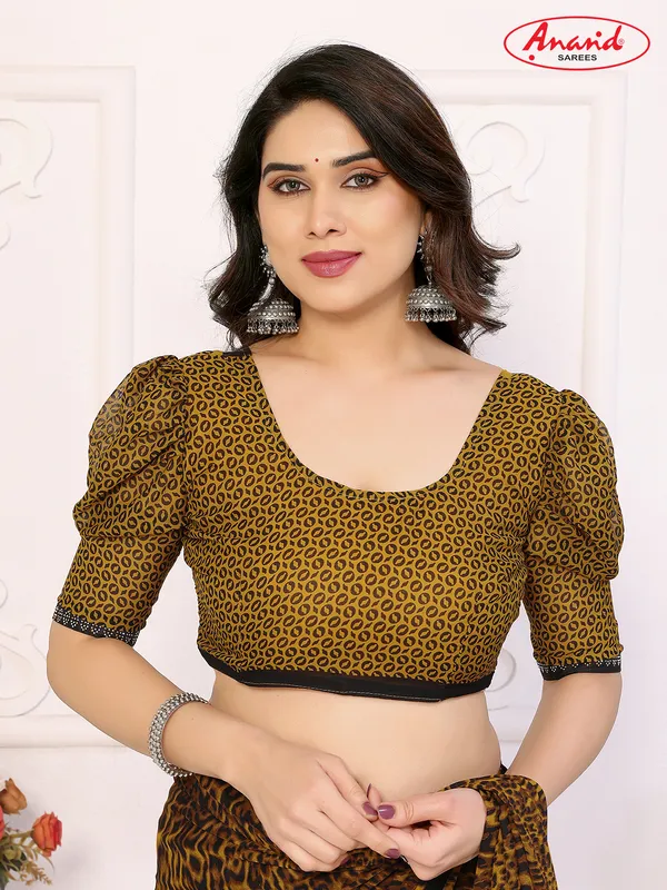Embellished,_Animal_Print_Bollywood_Georgette_Lace_Border_Dimond_Lace_Border_Saree_(Yellow,_Black)