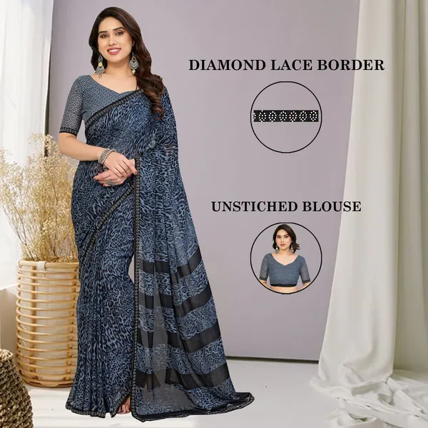 Embellished,_Animal_Print_Bollywood_Georgette_Lace_Border_Dimond_Lace_Border_Saree_(Light_Blue,_Black)