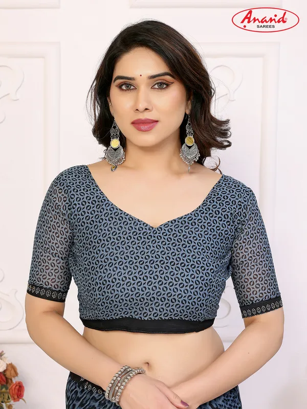 Embellished,_Animal_Print_Bollywood_Georgette_Lace_Border_Dimond_Lace_Border_Saree_(Light_Blue,_Black)