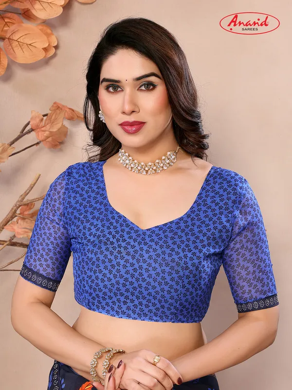 Embellished,_Floral_Print_Bollywood_Georgette_Saree_(Dark_Blue)