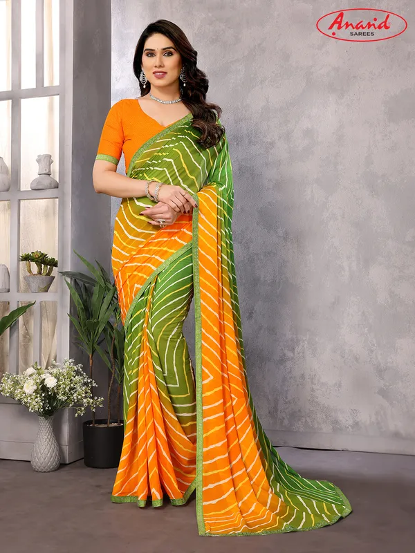 Embellished,_Ombre,_Striped,_Printed_Leheria_Georgette_Saree_(Green,_Yellow,_Orange)