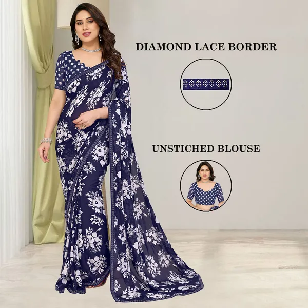 Embellished,_Floral_Print_Bollywood_Georgette_Lace_Border_Dimond_Lace_Border_Saree_(Dark_Blue)