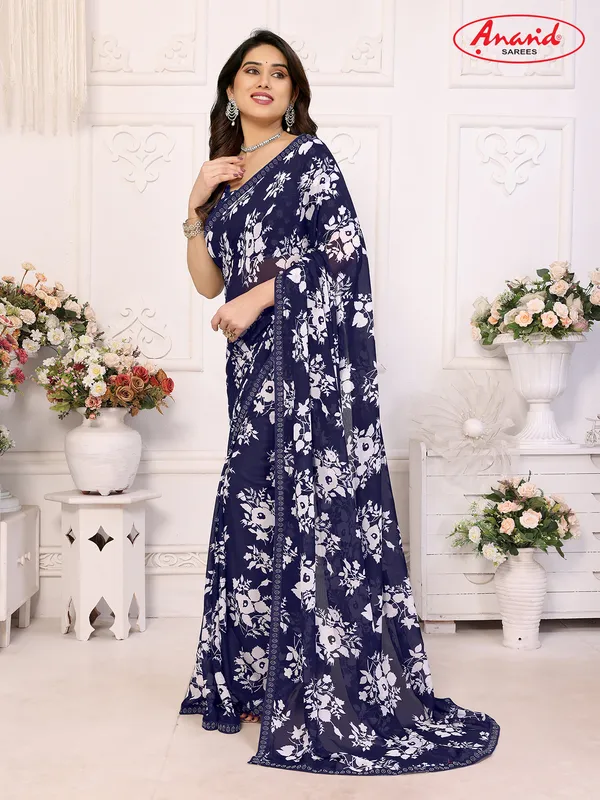 Embellished,_Floral_Print_Bollywood_Georgette_Lace_Border_Dimond_Lace_Border_Saree_(Dark_Blue)