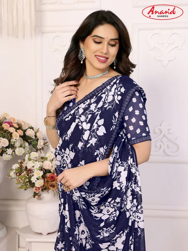 Embellished,_Floral_Print_Bollywood_Georgette_Lace_Border_Dimond_Lace_Border_Saree_(Dark_Blue)