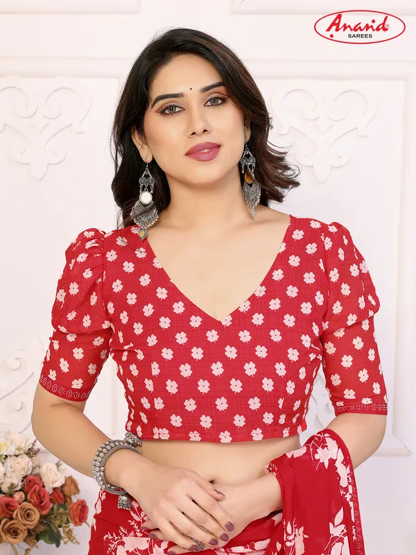 Embellished,_Floral_Print_Bollywood_Georgette_Lace_Border_Dimond_Lace_Border_Saree_(Red)