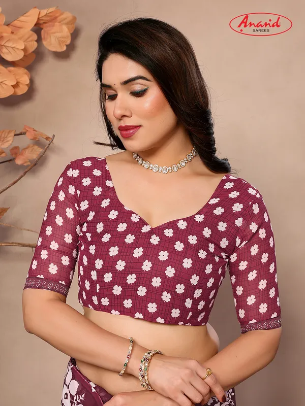 Embellished,_Floral_Print_Bollywood_Georgette_Saree_(Brown,_White)