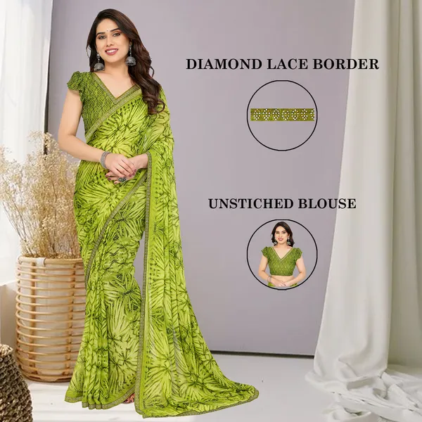 Embellished,_Floral_Print_Bollywood_Georgette_Lace_Border_Dimond_Lace_Border_Saree_(Green)