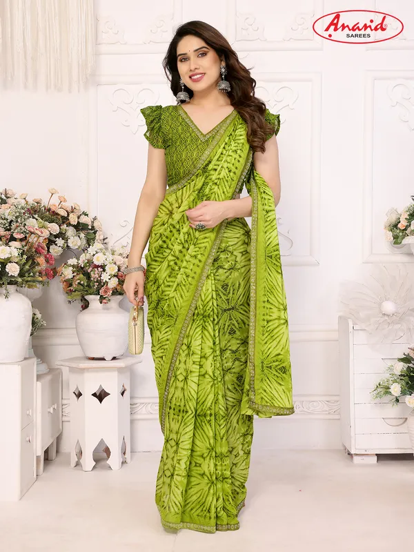 Embellished,_Floral_Print_Bollywood_Georgette_Lace_Border_Dimond_Lace_Border_Saree_(Green)