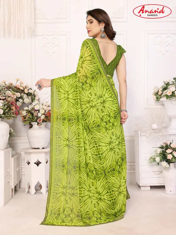 Embellished,_Floral_Print_Bollywood_Georgette_Lace_Border_Dimond_Lace_Border_Saree_(Green)