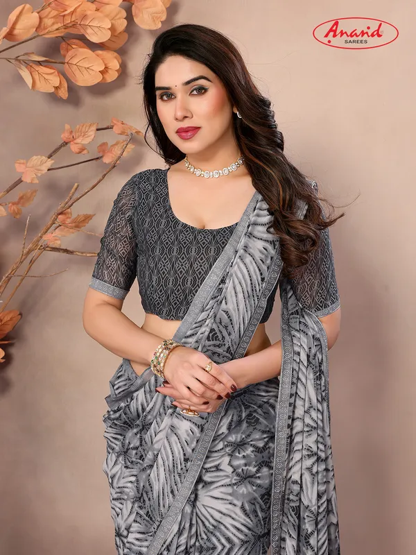Embellished,_Floral_Print_Bollywood_Georgette_Saree_(Grey)