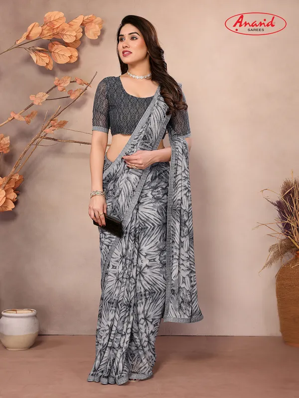 Embellished,_Floral_Print_Bollywood_Georgette_Saree_(Grey)