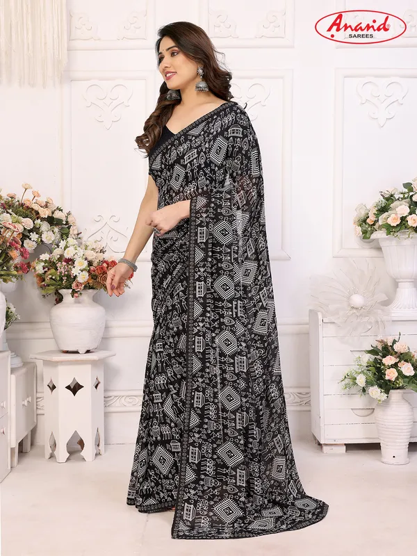 Embellished,_Paisley,_Printed_Bollywood_Georgette_Lace_Border_Dimond_Lace_Border_Saree_(Black)