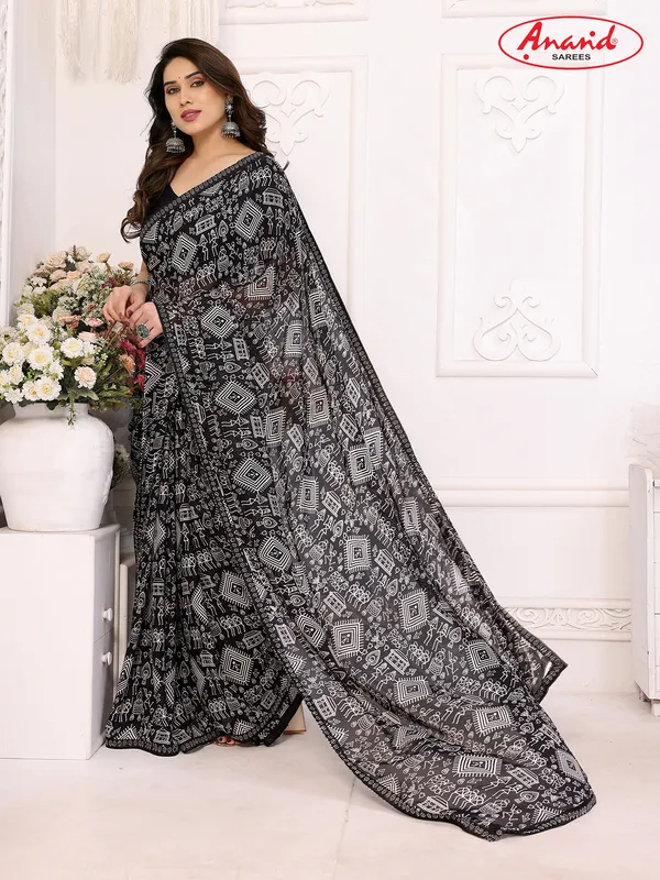 Embellished,_Paisley,_Printed_Bollywood_Georgette_Lace_Border_Dimond_Lace_Border_Saree_(Black)