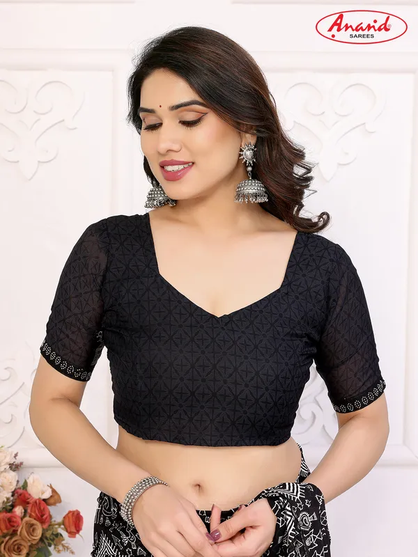 Embellished,_Paisley,_Printed_Bollywood_Georgette_Lace_Border_Dimond_Lace_Border_Saree_(Black)