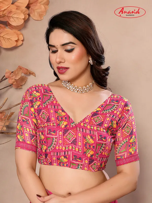 Embellished,_Geometric_Print_Bollywood_Georgette_Saree_(Pink)