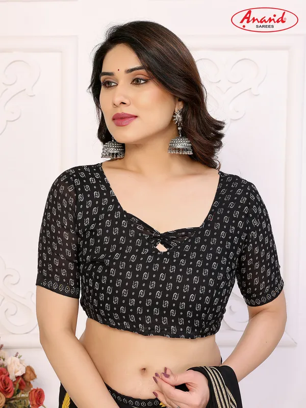 Embellished,_Striped,_Floral_Print_Bollywood_Georgette_Lace_Border_Dimond_Lace_Border_Saree_(Black)