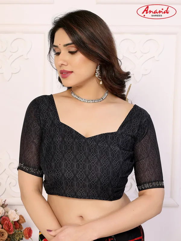 Embellished,_Floral_Print_Bollywood_Georgette_Lace_Border_Dimond_Lace_Border_Saree_(Black)