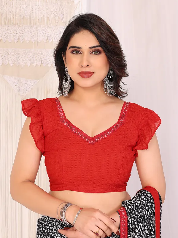 Georgette_Diamond_lace_Border_Saree_With_Unstitched_Blouse_Piece