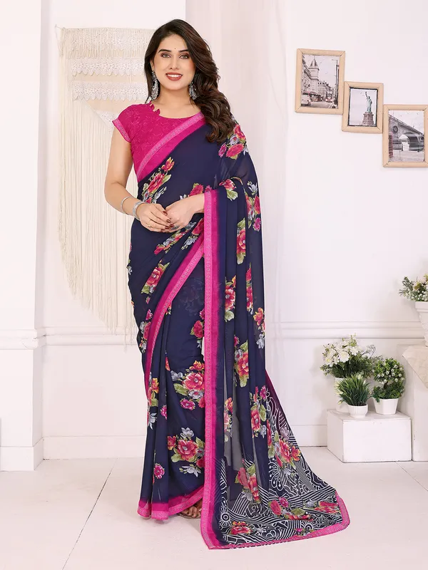 Georgette_Diamond_lace_Border_Saree_With_Unstitched_Blouse_Piece
