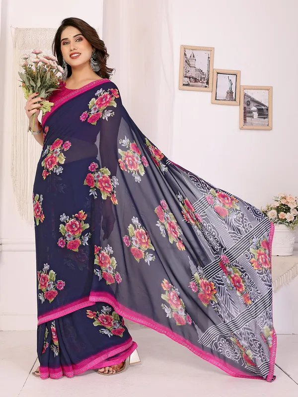 Georgette_Diamond_lace_Border_Saree_With_Unstitched_Blouse_Piece