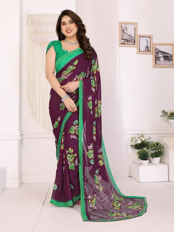 Georgette_Diamond_lace_Border_Saree_With_Unstitched_Blouse_Piece