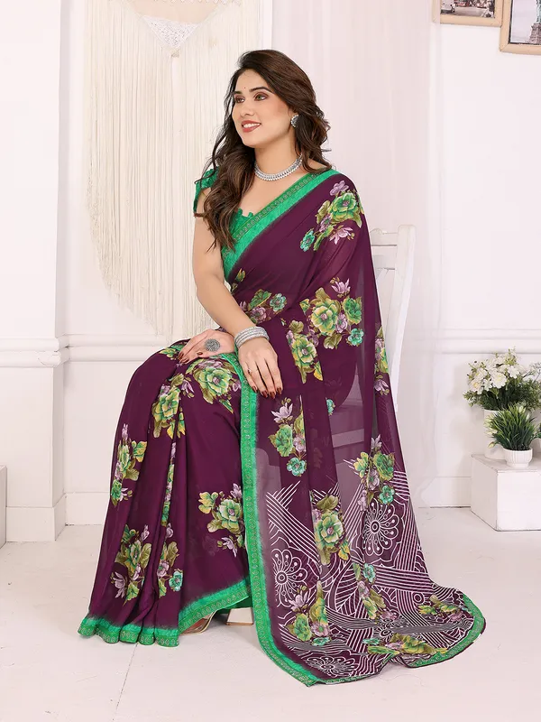 Georgette_Diamond_lace_Border_Saree_With_Unstitched_Blouse_Piece
