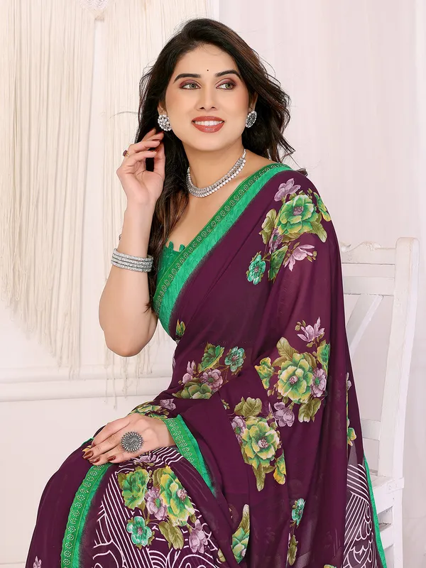 Georgette_Diamond_lace_Border_Saree_With_Unstitched_Blouse_Piece