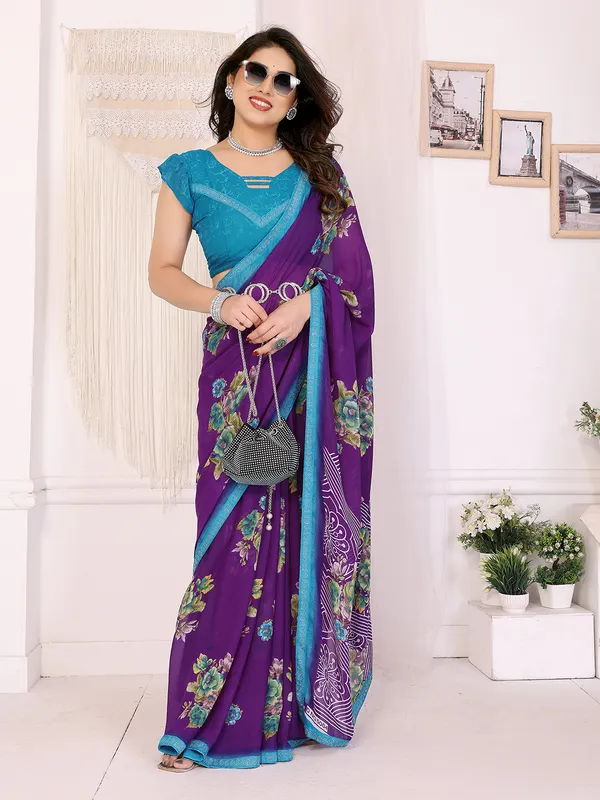 Georgette_Diamond_lace_Border_Saree_With_Unstitched_Blouse_Piece