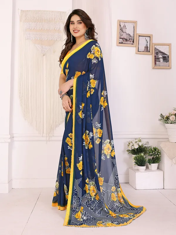 Georgette_Diamond_lace_Border_Saree_With_Unstitched_Blouse_Piece