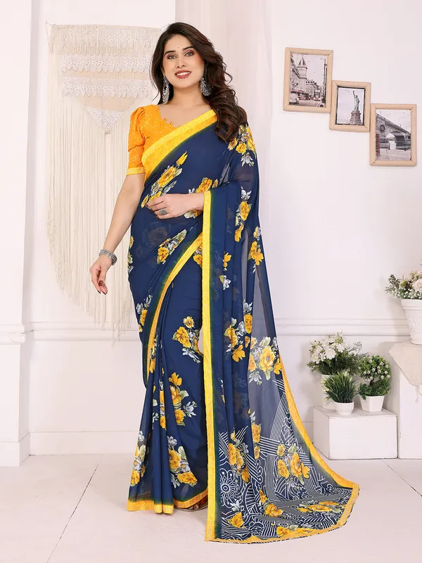 Georgette_Diamond_lace_Border_Saree_With_Unstitched_Blouse_Piece