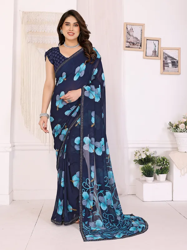 Georgette_Diamond_lace_Border_Saree_With_Unstitched_Blouse_Piece
