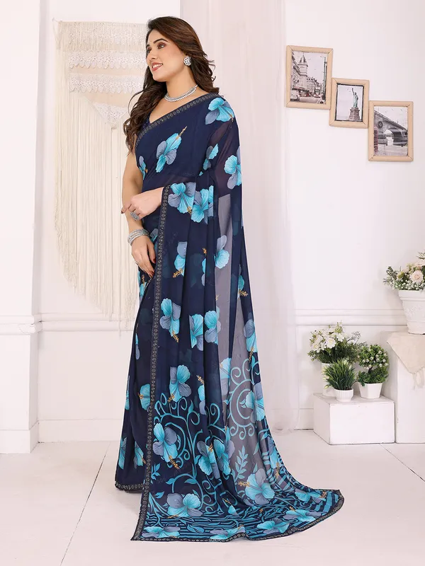 Georgette_Diamond_lace_Border_Saree_With_Unstitched_Blouse_Piece