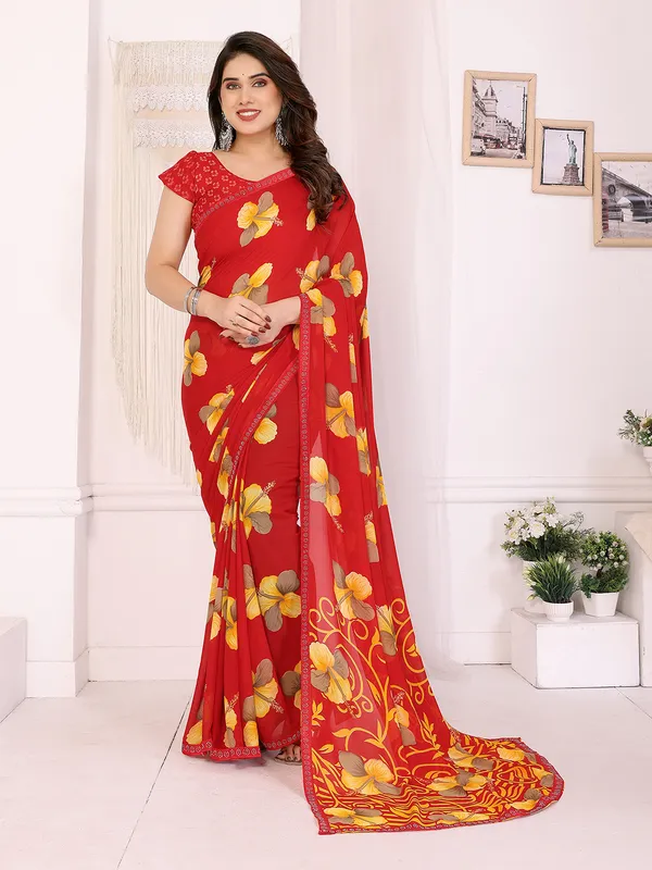 Georgette_Diamond_lace_Border_Saree_With_Unstitched_Blouse_Piece