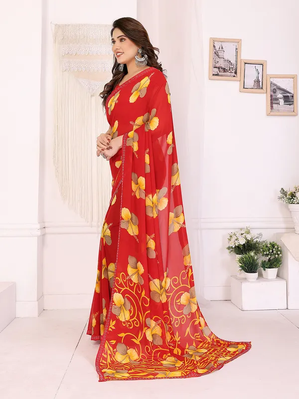 Georgette_Diamond_lace_Border_Saree_With_Unstitched_Blouse_Piece