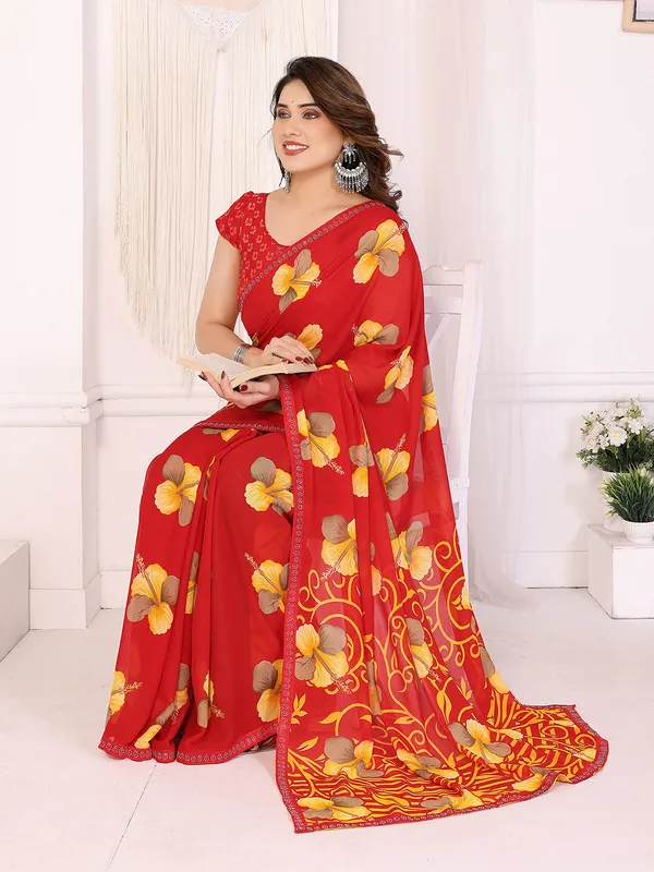 Georgette_Diamond_lace_Border_Saree_With_Unstitched_Blouse_Piece