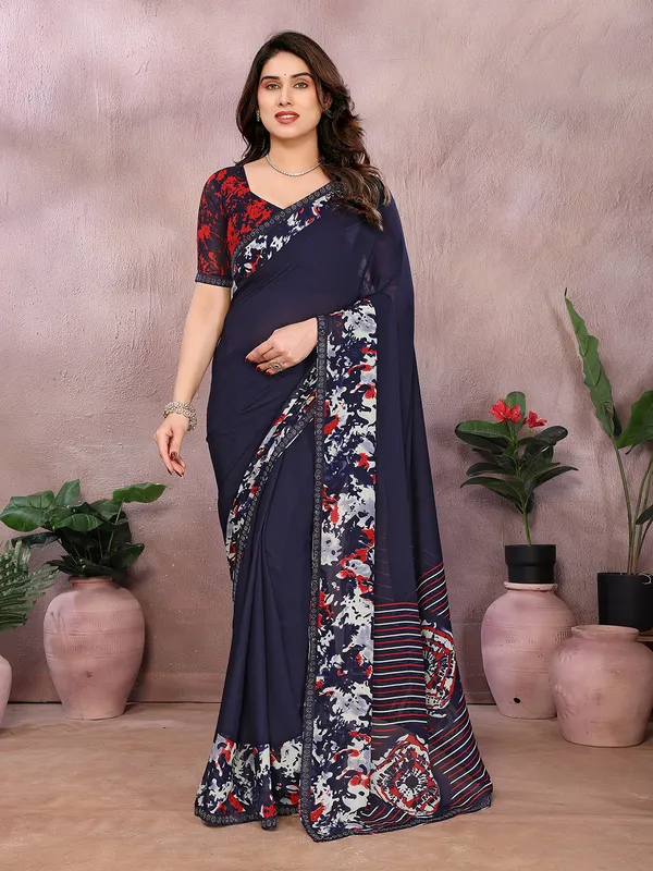 Georgette_Diamond_lace_Border_Saree_With_Unstitched_Blouse_Piece