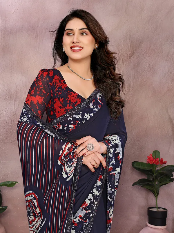 Georgette_Diamond_lace_Border_Saree_With_Unstitched_Blouse_Piece