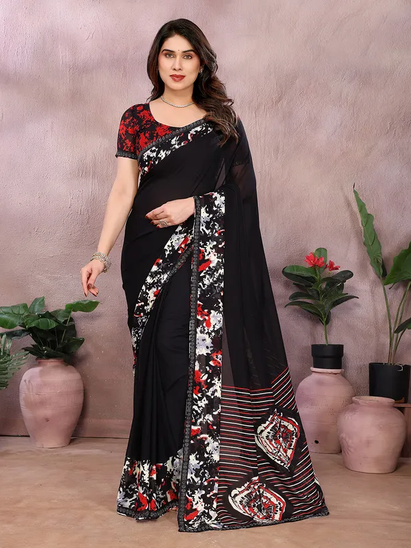 Georgette_Diamond_lace_Border_Saree_With_Unstitched_Blouse_Piece