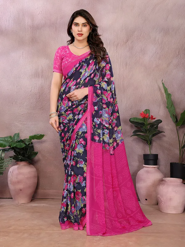 Georgette_Diamond_lace_Border_Saree_With_Unstitched_Blouse_Piece