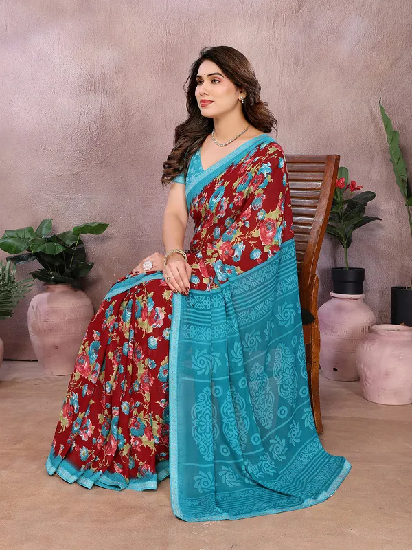 Georgette_Diamond_lace_Border_Saree_With_Unstitched_Blouse_Piece